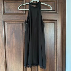 Black mini dress. High neck. Open back. Size XS